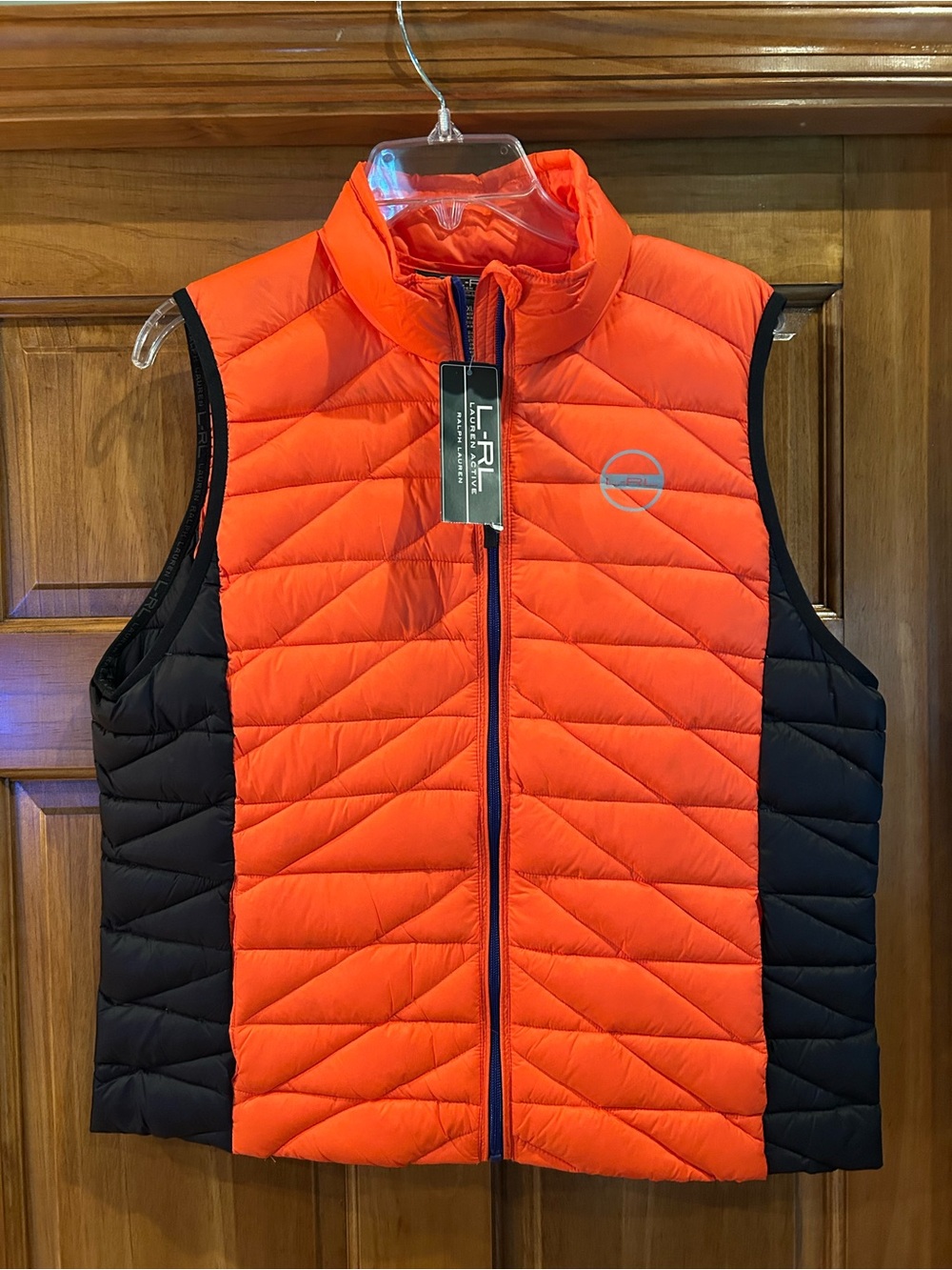 Lauren Ralph Lauren Active Wear Quilted Vest in Orange & Black